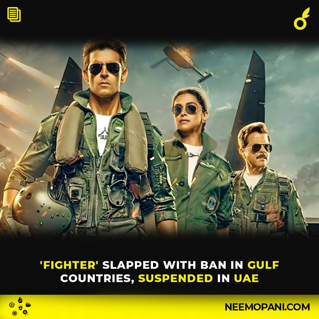 Neemopanidotcom's tweet photo. Unexpectedly, there has been a barrier to the release of Fighter in the United Arab Emirates (UAE), starring Hrithik Roshan and Deepika Padukone.

Read more:
https://t.co/9h1Smi7k1D

#Neemopani #Fighter #FighterMovie #HrithikRoshan #DeepikaPadukone #UAE https://t.co/zDzSGVenT9