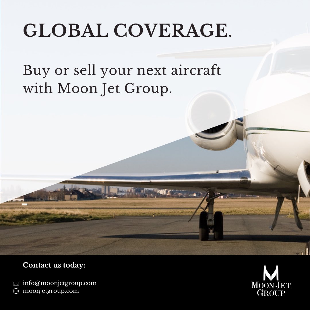 MoonJetGroup's tweet photo. Global Coverage, Success Focused, Your Aircraft Sales and Acquisitions Partner.

Contact Moon Jet Group today.

#moonjetgroup #aircraftsales #businessaviation https://t.co/v1MC2NKFs4