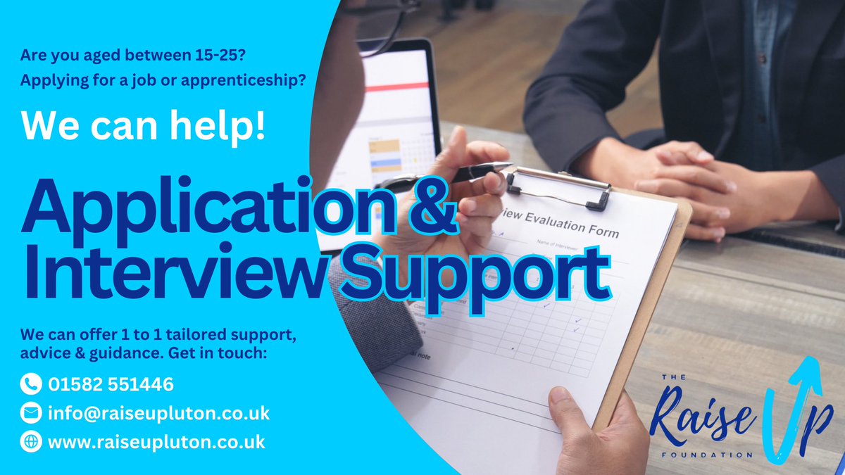 RaiseUpLuton's tweet image. We are offering 1 to 1 advice, support and guidance to young people applying for work or apprenticeship opportunities: from the application process to interview skills. 

Please share.