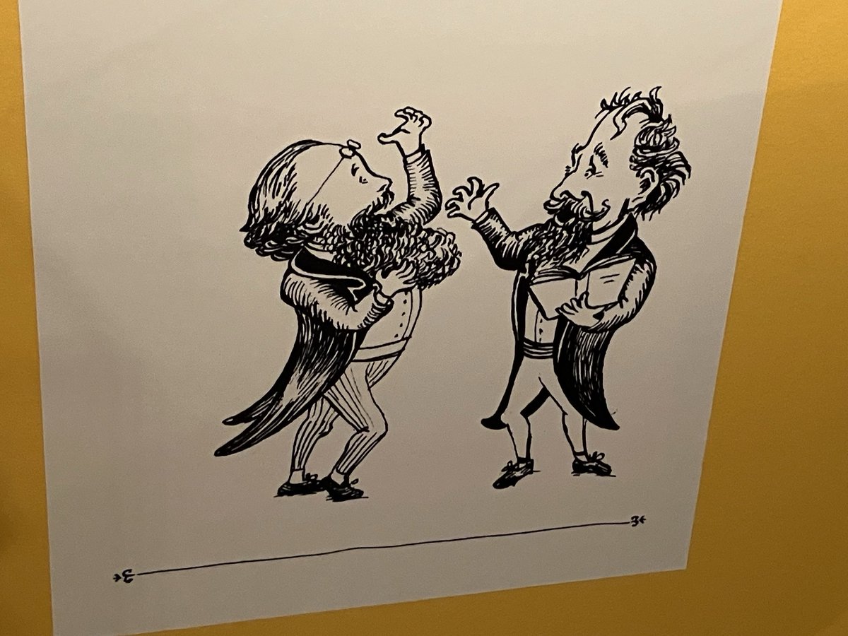 I love these illustrations of Wilkie Collins &amp; Charles Dickens at the Charles Dickens Museum⁩ exhibition about their friendship. Please can someone at ⁦<a href="/DickensMuseum/">Dickens Museum</a> let us know the name of the illustrator? Thanks!