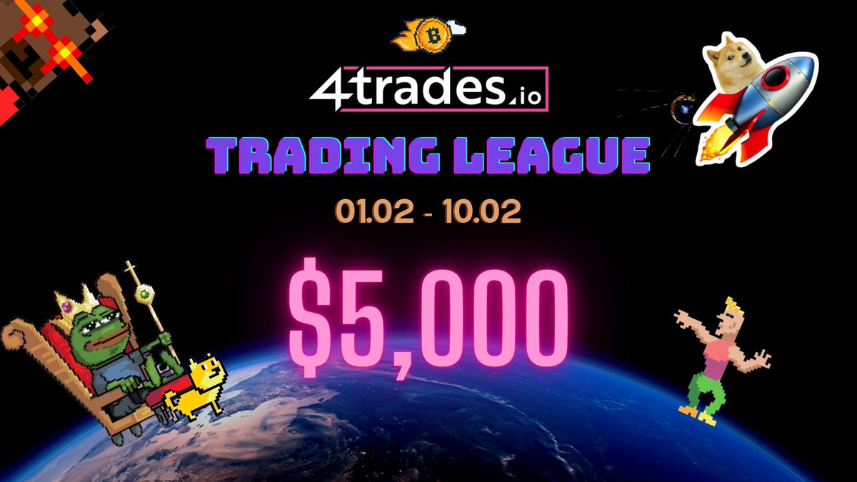 Crypto traders! Ready for a cosmic challenge? 🚀 Our Discord Crypto 10 days #TradingLeague blasts off on Feb 1st with a stellar $5000 prize pool & random daily rewards! 🌟 
Join for free, make good trades, and you will be the star who takes it all!🛸 ➡️
4trades.io/contests/tradi…