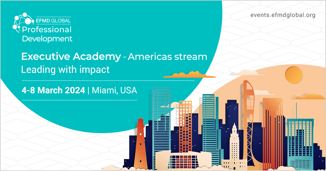 🌴Feeling Chilly? Warm up with us in Miami at the #EFMDExecAcademy, an innovative leadership programme for #businessschool Directors, Asst. Deans & Managers to explore: 🔆A Holistic Approach 🔆Self-Awareness 🔆Leadership 🔆& More! 🏄‍♀️Register: ╰┈➤bit.ly/04-08Mar