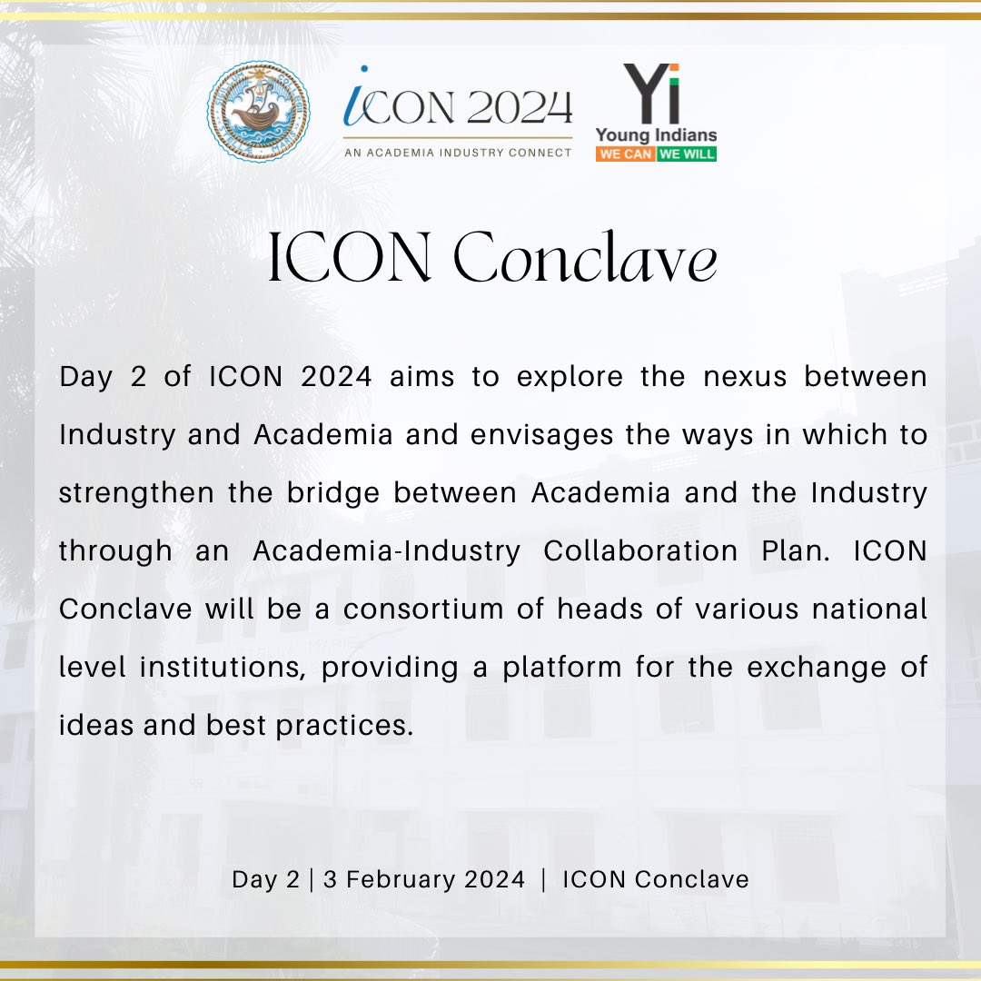 Stella Maris College in association with CII and Yi present “ICON 2024 - An Academia Industry Connect” on 2 and 3 February 2024. 

To participate and for details, write to 
industryconnect@stellamariscollege.edu.in