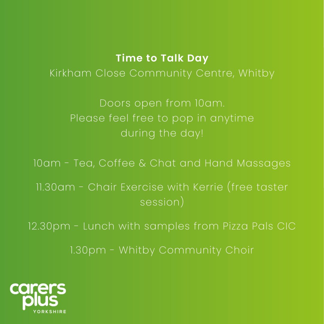 💚 Come along to Kirkham Close Community Centre and join Carers Plus Yorkshire, Coop and Karen from Mind next Thursday!