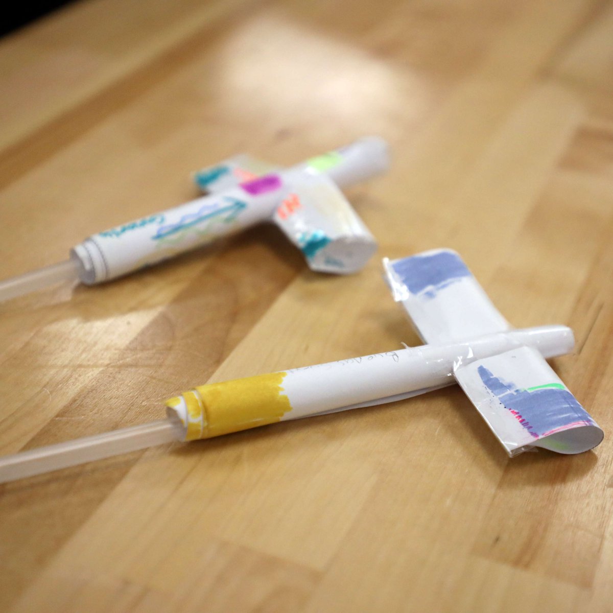 This week students created and launched planes they made in FPD’s Middle School STEAM Flight and Space class. The students made a fuselage with wings out of paper, then blew through a straw to create thrust. The goal was to land their planes on the runway. #ROOTED #VikingNation