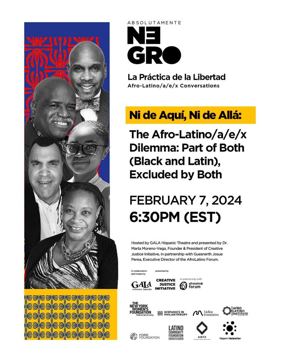 @OEatonMartinez On Feb 7 @ 6:30pm ET Absolutamente Negro hosts 'Ni de Aquí, ni de Allá: #AfroLatino Dilemma: Part of Both (Black & Latin), Excluded by Both at the historic GALA Hispanic Theatre #BlackHistoryMonth @afrolatinoforum @AfroLatinoTrav @DCAfroLatino @ASALH @afrolatinoed