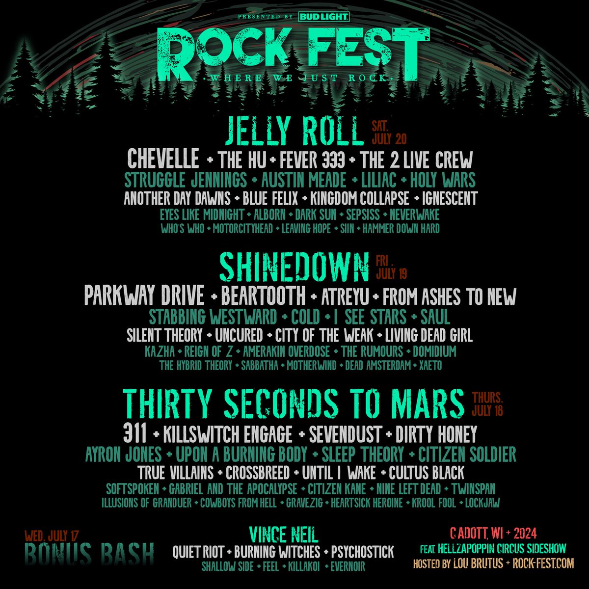 Wisconsin, we’re coming back for @rockfestwi on Friday, July 19. 🤘 Get your tickets at rock-fest.com.