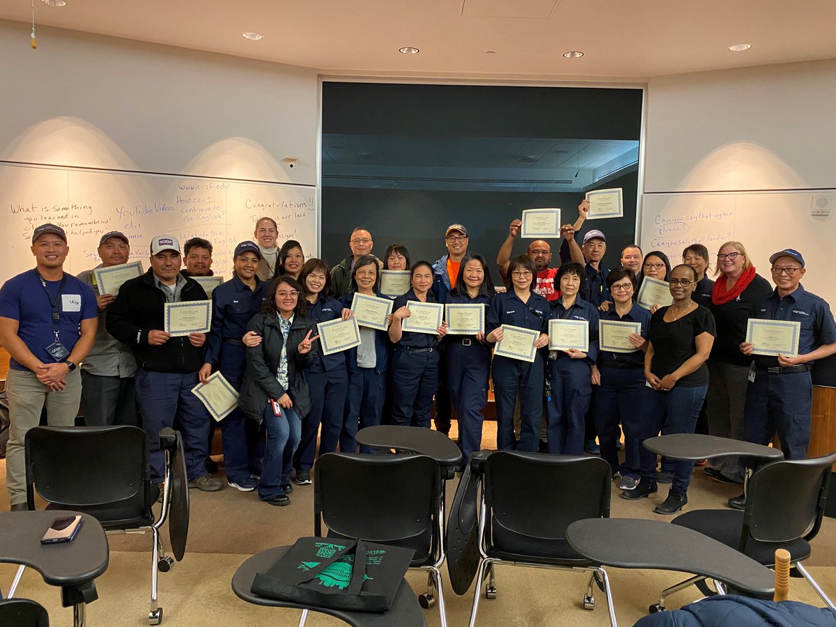The first cohort of UCSF Facilities ESL students completed the inaugural ESL At Work Program, in partnership with City College of San Francisco. A total of 20 dedicated learners from various Facilities departments graduated. Congratulations!