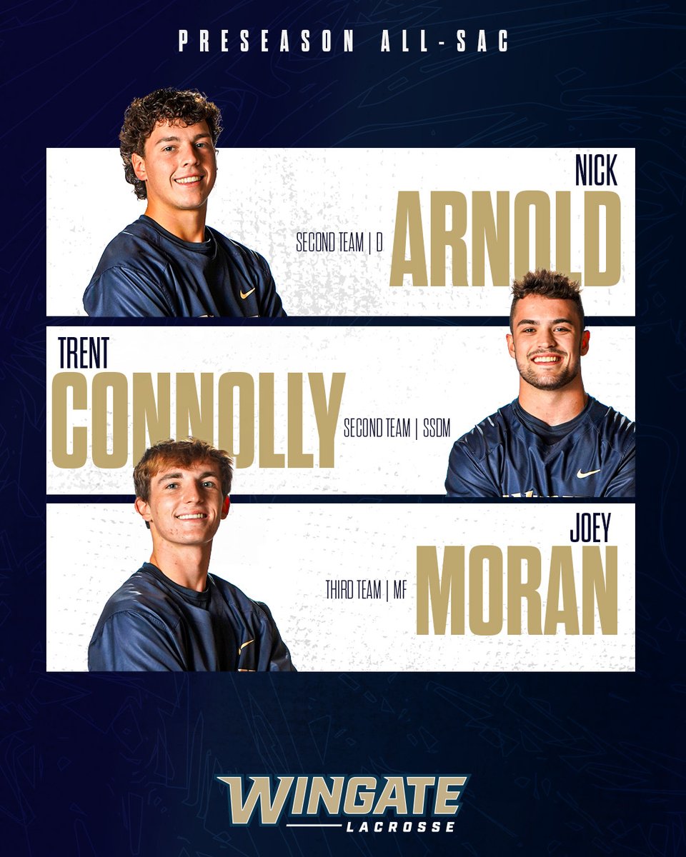 Wingate Bulldogs (@wu_bulldogs) on Twitter photo SEVEN preseason All-SAC selections for <a href="/WingateLacrosse/">Wingate Lacrosse</a> - picked 3rd in the preseason poll
Grieco, Riley, Farley & Karnich preseason 1st Team All-SAC honorees; Arnold & Connolly named 2nd Team, Moran picks up 3rd Team accolades
Story | shorturl.at/bhoP6
#OneDog SEVEN preseason All-SAC selections for <a href="/WingateLacrosse/">Wingate Lacrosse</a> - picked 3rd in the preseason poll
Grieco, Riley, Farley & Karnich preseason 1st Team All-SAC honorees; Arnold & Connolly named 2nd Team, Moran picks up 3rd Team accolades
Story | shorturl.at/bhoP6
#OneDog
