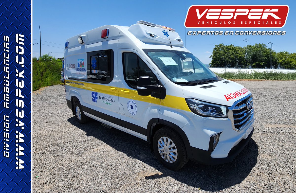Vespek_'s tweet photo. Equipo #Vespek 🏆Entregando Nueva #Ambulancia 🚑@maxus Deliver 9 L3H3 Euro 6 @andesmotorcl Proyecto @GORE_OHiggins  para @MuniSanFernando  y su comunidad 🤝. Amplio módulo sanitario y espacio interior, gracias a su configuración de seguridad V10-G 🇨🇱

@spencer_ems @WhelenEng 🚨 https://t.co/E6NJDaPQxW