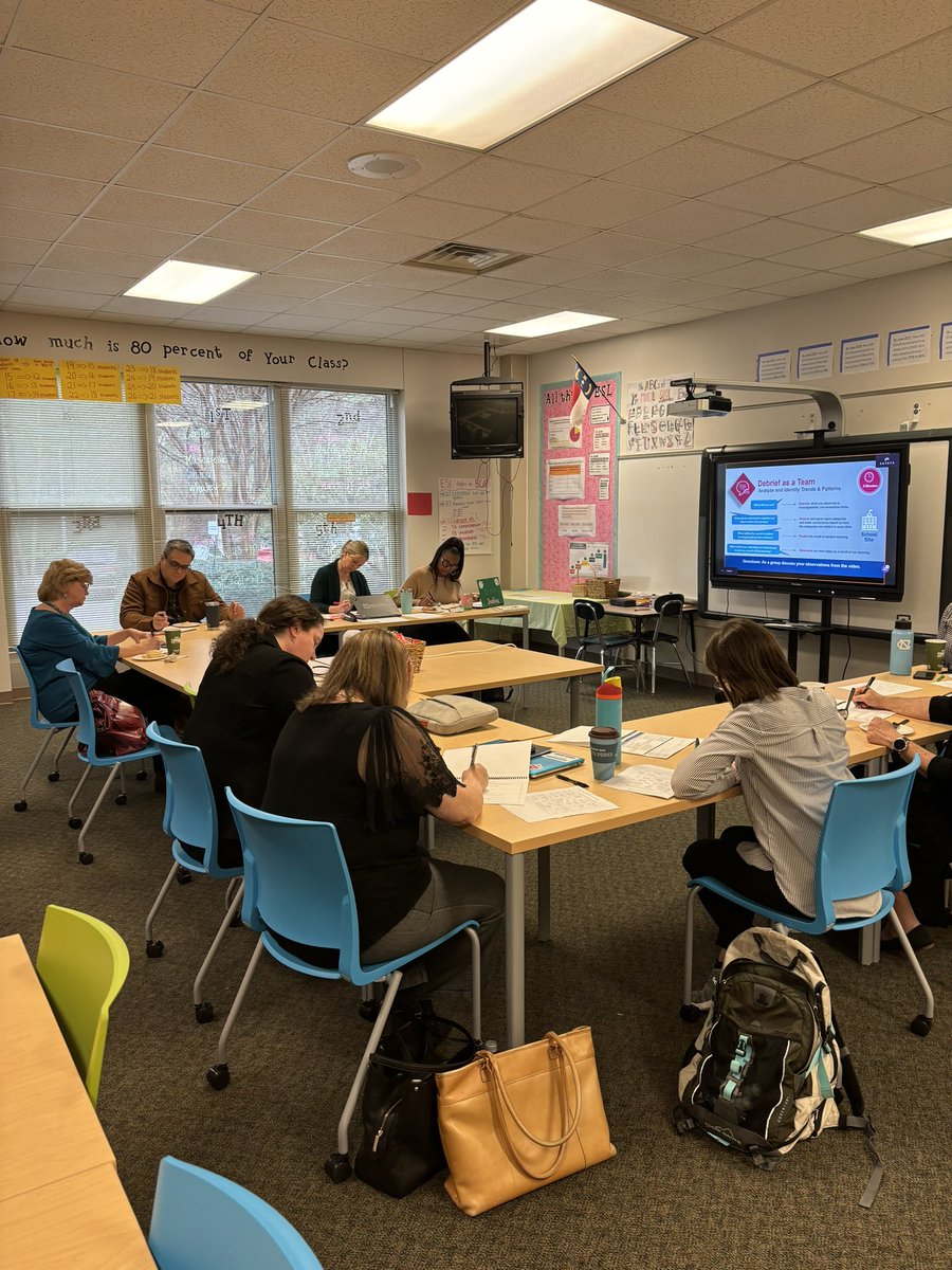 Debriefing with WCPSS ES Principals after a great session of learning walks. Thank you <a href="/mill_yates/">YatesMillES</a> for hosting.  <a href="/WakeElementary/">Wake Elementary</a>