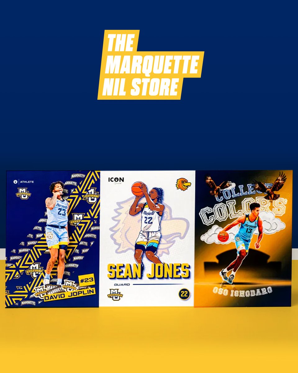 Now Available: NIL trading cards. 

Shop now at The Marquette NIL Store and support your favorite men's and women's basketball players!

🛒: marquette.nil.store/collections/tr…

#nil #niltradingcards #nilmerch