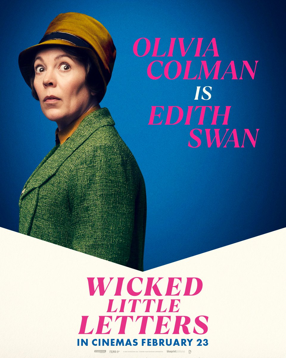 StudiocanalUK's tweet photo. Wishing Olivia Colman a happy f***** birthday today - don't miss her as Edith Swan in the scandalously funny Wicked Little Letters, coming to cinemas February 23rd. https://t.co/VW6y1Ts81l