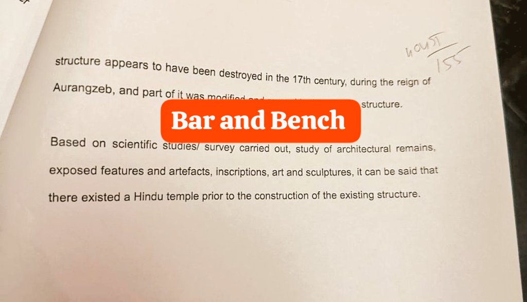 barandbench's tweet photo. BIG #BREAKING : Archaeological Survey Report says Hindu temple existed before #GyanvapiMosque was constructed in the same place #Gyanvapi https://t.co/FtoKAVMcJ3