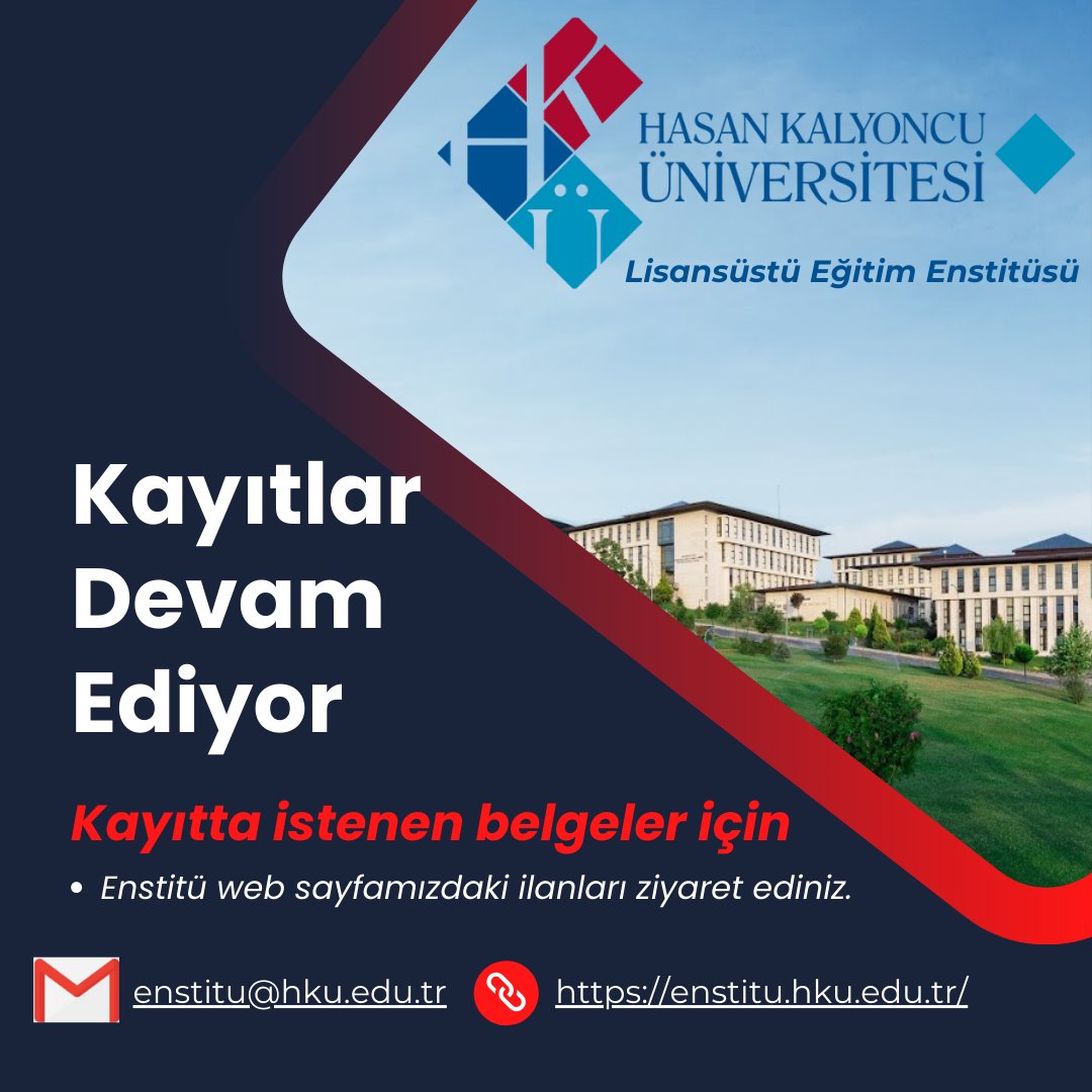 HKU Lisansüstü Eğitim Enstitüsü 2023-2024 Öğretim Yılı Bahar Dönemi için kayıtlar devam ediyor. Kesin kayıtta istenen belgeler için: enstitu.hku.edu.tr/ilanlar/2324ba…