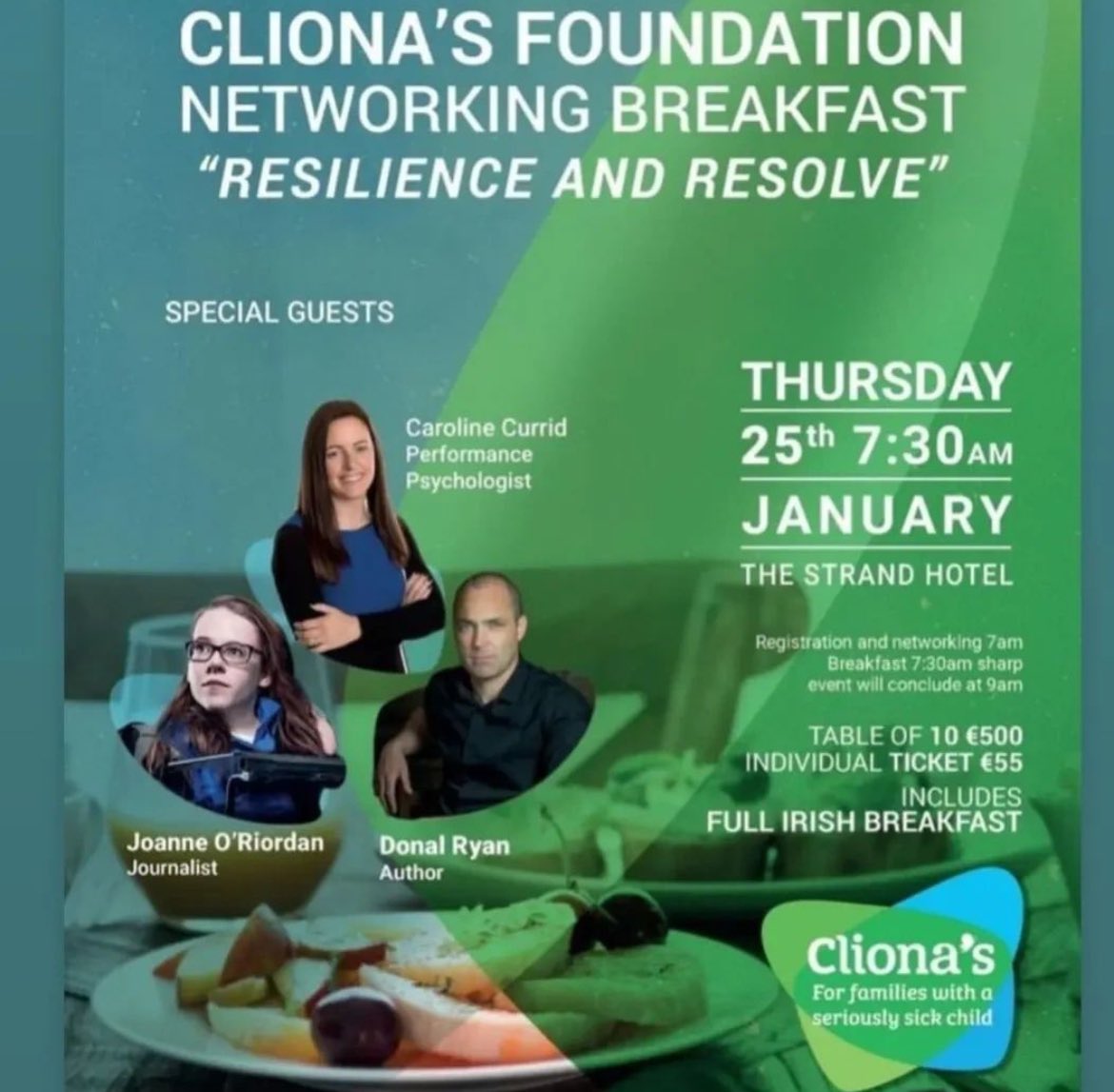 Was an extra early start this morning but had an enjoyable chat with 3 fantastic people for <a href="/ClionasFDN/">Cliona’s</a> Resilience and Resolve Breakfast this morning. Thanks to Brendan, Terry and team for having me. A wonderful charity doing such amazing work.

clionas.ie