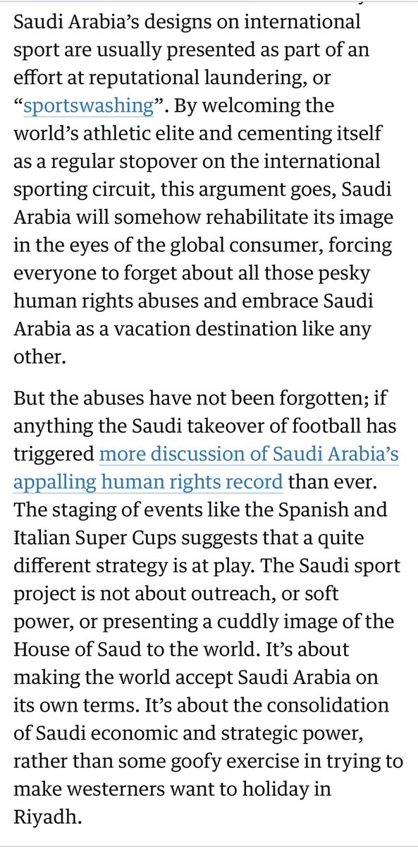 As part of my ongoing series for The Guardian on the political economy of sport, I wrote about the Saudi takeover of European football theguardian.com/sport/2024/jan…