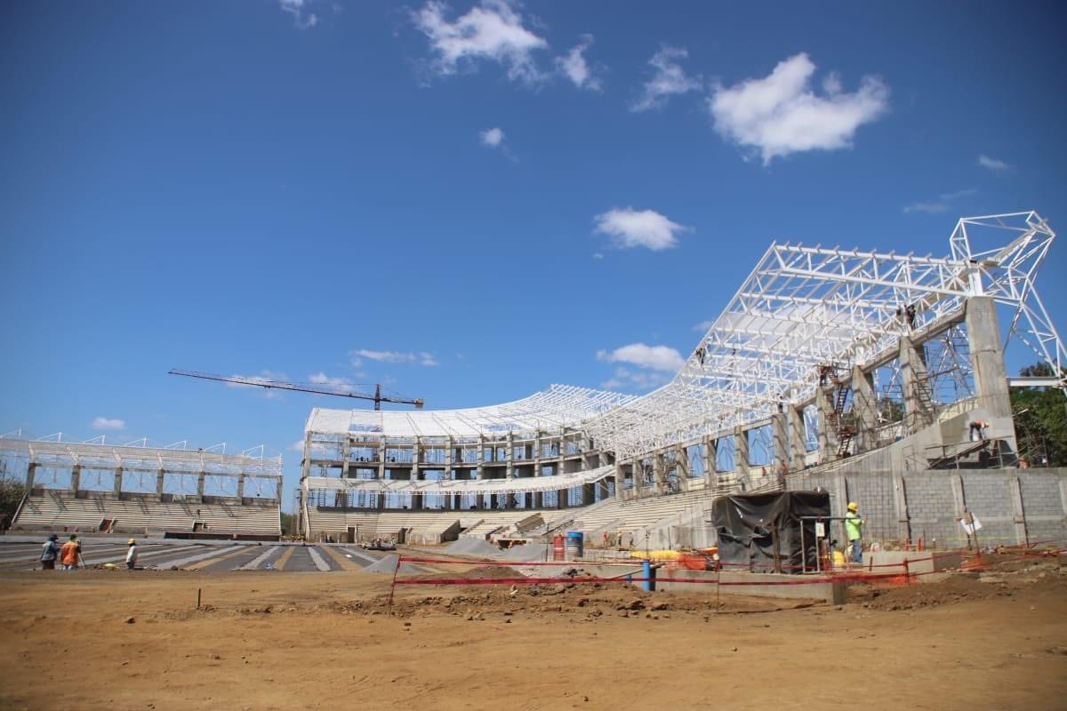 #Nicaragua || Avances en la construcción del Estadio de Béisbol 'Rigoberto López Pérez' en León, el cual estará listo en Julio 2024 y se está planificando un juego inaugural entre la Selección Nacional de Nicaragua 🇳🇮 contra un equipo de Japón 🎌 🏟️ #MásVictoriasMásBienestar