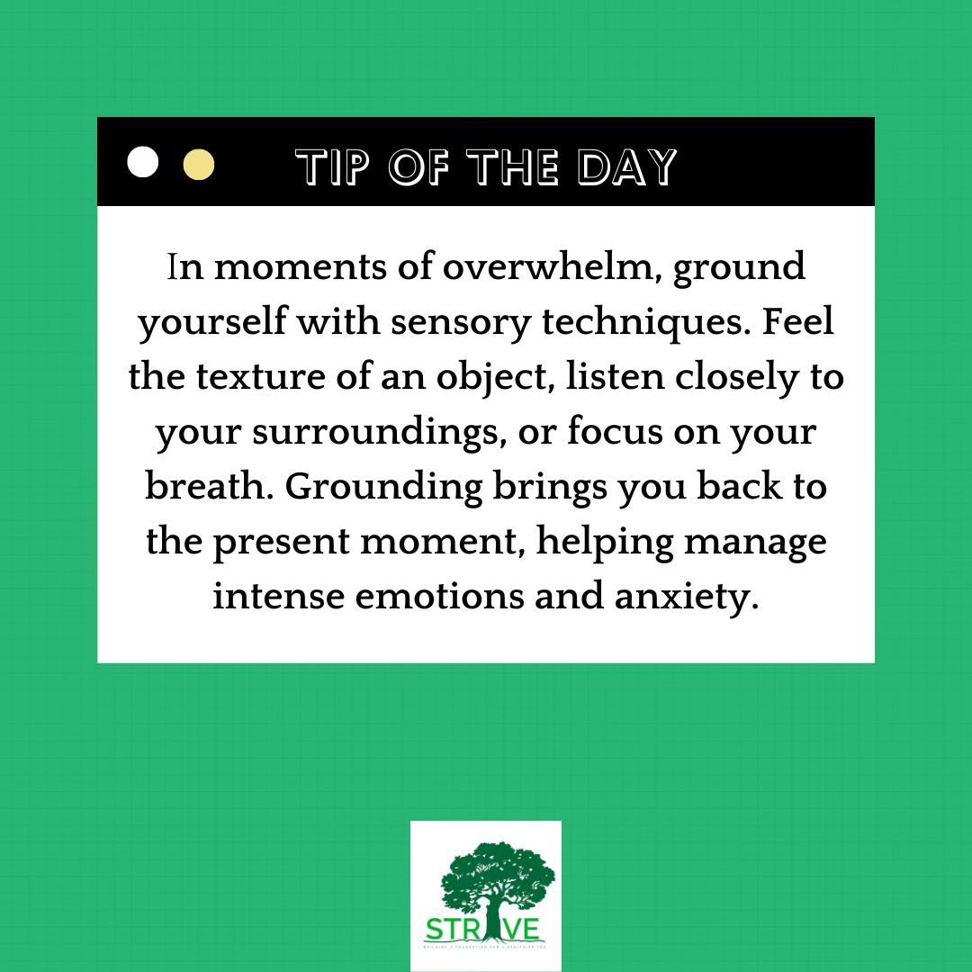Grounding techniques offer a lifeline during stormy emotions, guiding you back to serenity. Practice these simple methods and navigate your emotions with grace. 🌱

“Building a Foundation for a Healthier You”

#GroundingTechniques #MentalHealth #TherapyTipThursday #MindfulLiving