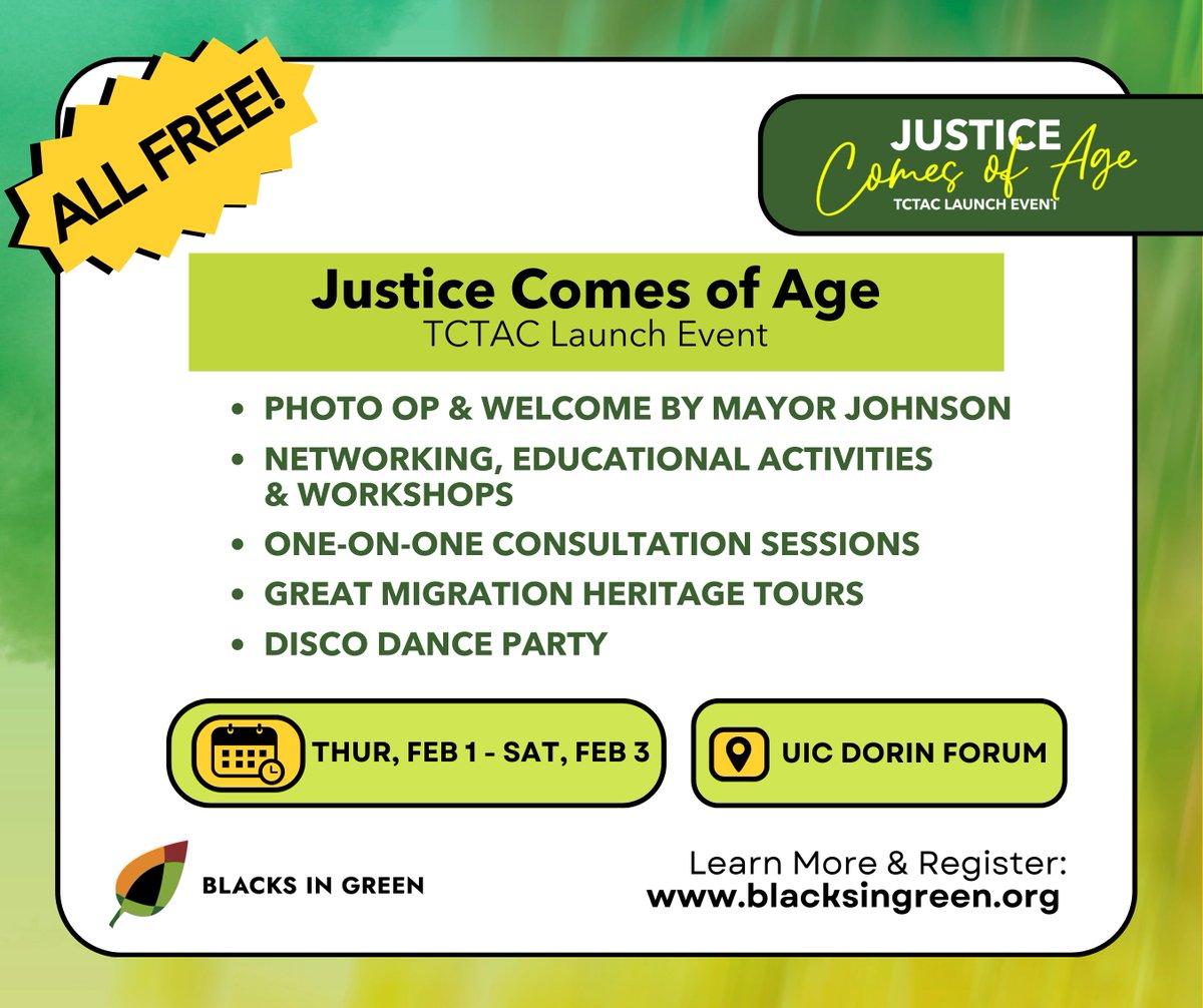 📣 FEB 1-3: Are you a community-based org, municipality, or individual wanting to learn about federal grant opportunities &amp; receive technical assistance for environmental &amp; energy justice projects? Then join us for Justice Comes of Age next week! RSVP at blacksingreen.org