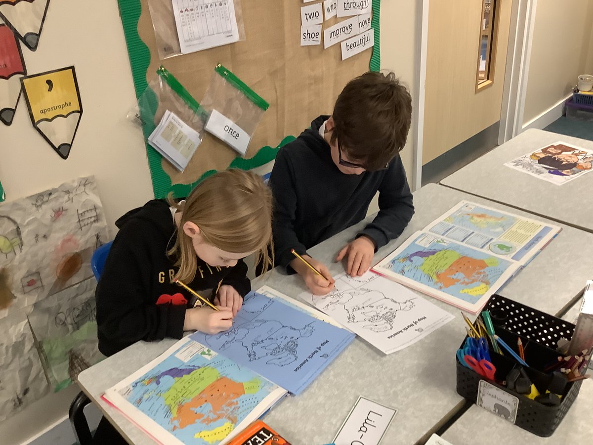 Kestrels enjoyed using atlases to locate and name all of the countries that make up the continent of North America this afternoon. We also found out that North America is made up of 50 states, one of them being Florida.