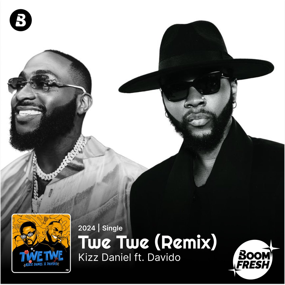 BoomplayMusic's tweet image. When they align, it’s always a banger! 🎇 KING VADO @KizzDaniel links up with the Baddest @davido for the remix of his trending jam, #TWETWE! 🤝

Go run it up on Boomplay: boom.lnk.to/KizzDanielTweT…

#BoomFresh #HomeOfMusic #Boomplay #KizzDaniel #Davido