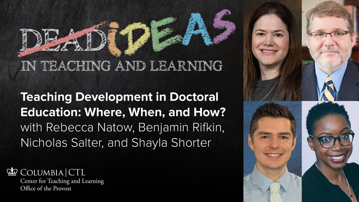 Welcome to Season 8 of our podcast! Today we speak with Drs. Rifkin, Natow, Salter, and Shorter about their article in the @chronicle titled “Why Doctoral Programs Should Require Courses on Pedagogy” (March 16, 2023). Learn more & listen now: ctl.columbia.edu/podcast