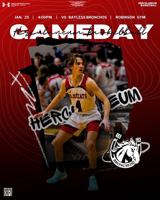 Pack the stands today at 4:00 pm as the @HerculaneumBALL boys take on the Bayless Bronchos!! Show your support by wearing all black! Black Out the Bronchos!!! #wearetheblackcats