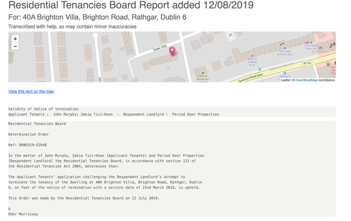 howmuchrenthq's tweet photo. https://t.co/0kHhLuRH2X now has over 15k Residential Tenancies Board judgements available to explore. When you are viewing a property, you can now tell if the landlord/tenant ever went to court in dispute, for example over the Landlord not returning the deposit. https://t.co/dBJBI0QBqp