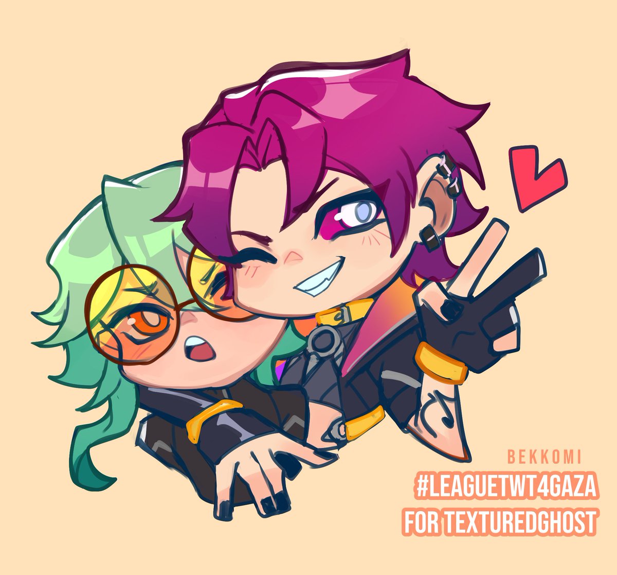 A couple more of #LeagueTwt4Gaza chibis from me featuring papuvin and ezkayn 🩷