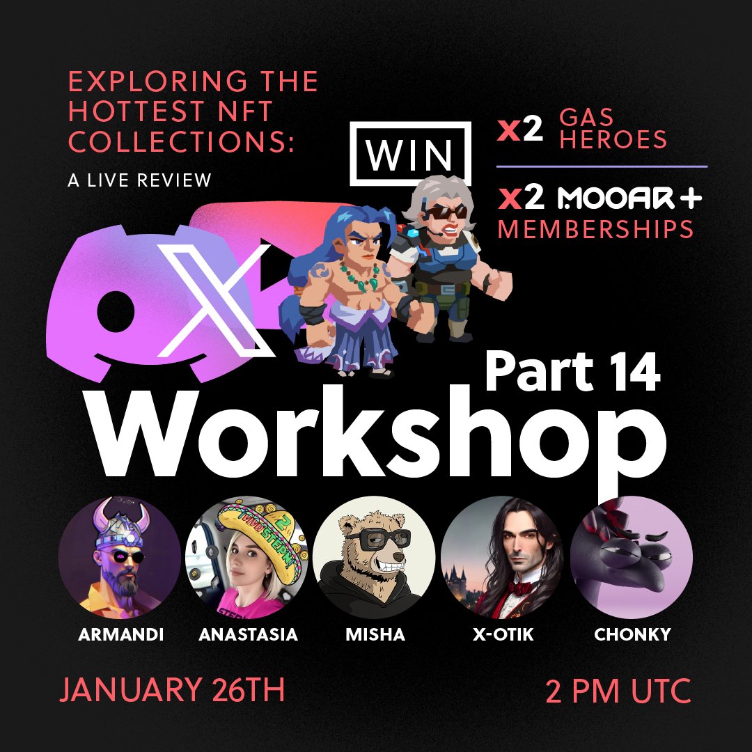 Explore the hot new collections on #MOOAR with <a href="/ArmandiElaion/">ARmandi 𝕏</a>, <a href="/Atitovva/">Anita</a> &amp; <a href="/otik_x/">𝕏-otik</a>! 

Win 2 Gas Hero NFTs &amp; 2 MOOAR+ Memberships: 
1️⃣ ❤️ + 🔁 
2️⃣ Tag a hot collection that's not on MOOAR yet in the comments 😼 
3️⃣ Watch live 📺