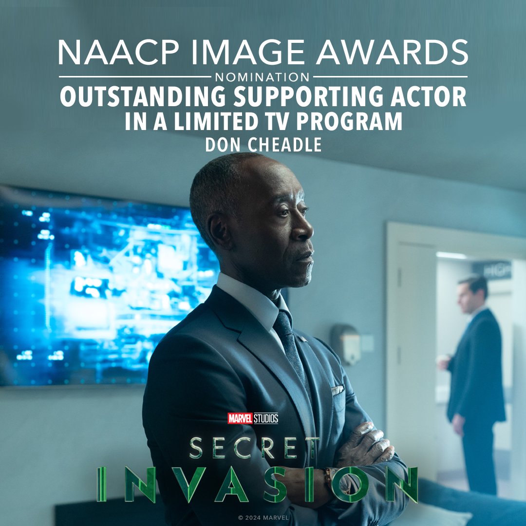 MarvelStudios's tweet photo. Congratulations to the cast and crew of Marvel Studios' @SecretInvasion on their 2 NAACP Image Awards nominations including Outstanding Actor in a Limited TV Program and Outstanding Supporting Actor in a Limited TV Program! #NAACPImageAwards https://t.co/0xemvld48C