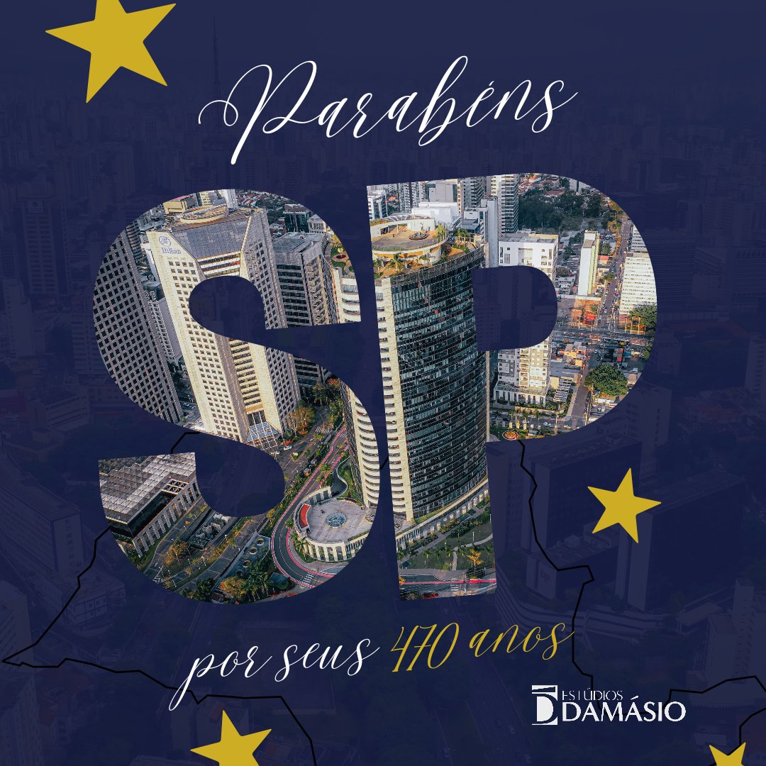 estudiosdamasio's tweet photo. Parabéns, São Paulo! 🎉✨ Celebrando mais um ano dessa cidade incrível que nunca para de nos surpreender. #AniversárioSP #OrgulhoPaulistano https://t.co/2nmaoaG5sH