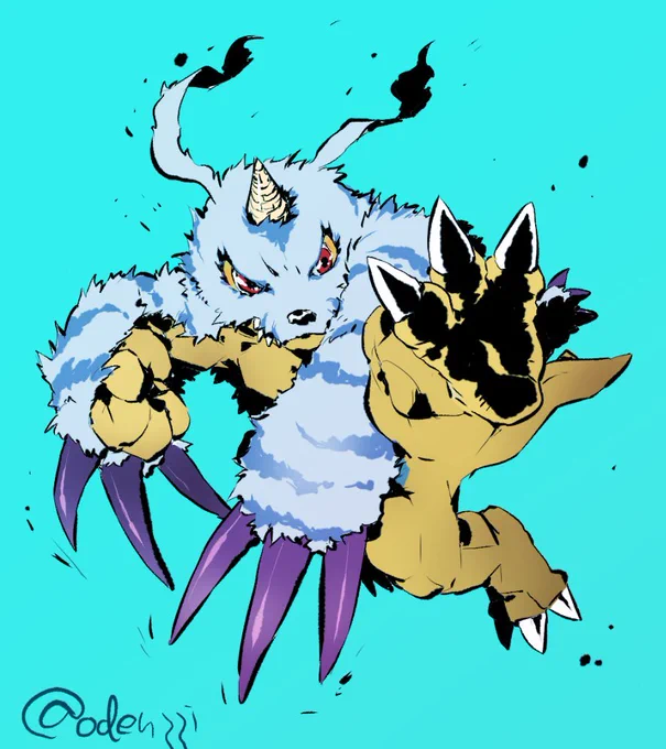 深夜なのでスマホに保存してある過去絵ガブモンちゃんを貼ります!ナイスキック 