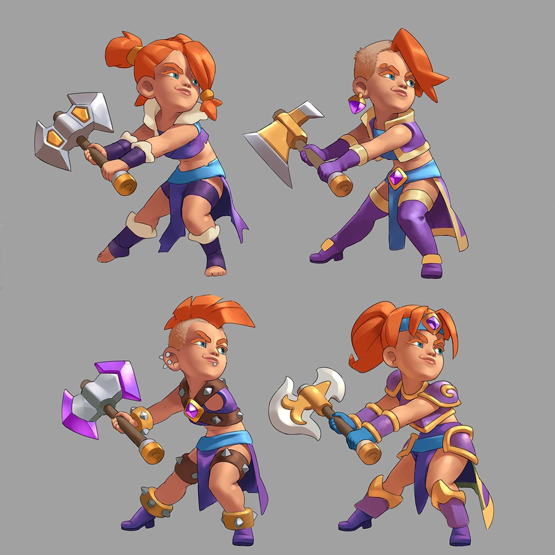 ClashRoyale's tweet photo. Check out the art concepts for the Valkyrie Evolution!

Which one is your favorite? https://t.co/efvi3lHVNm