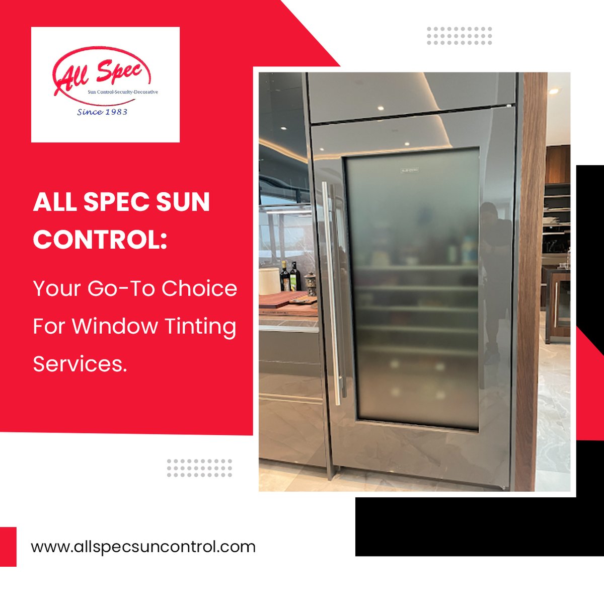 Tired of feeling exposed at home or work? All Spec Sun Control has got you covered with our top-of-the-line window tinting services. Contact us today to learn more.

#windowtinting #privacysolutions #suncontrol #homeimprovement #experttinting #highqualitymaterials