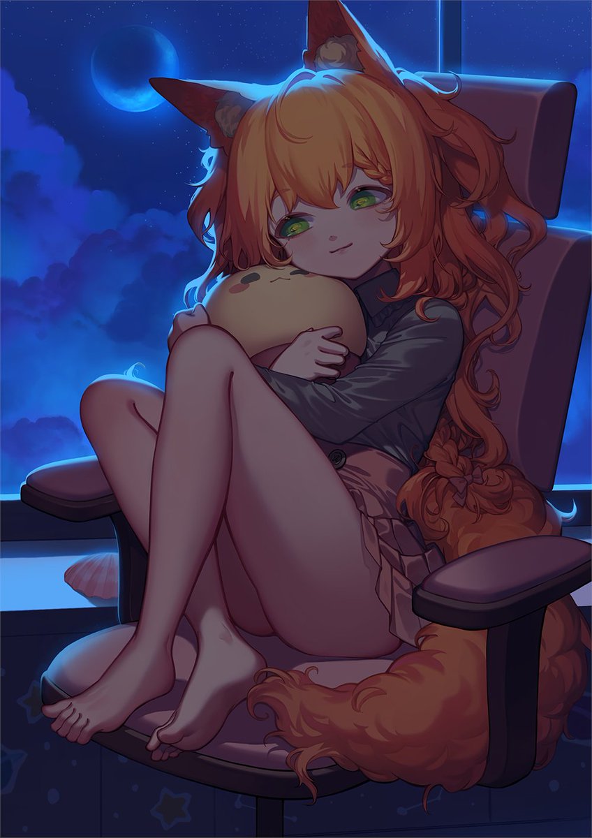 VoyniFox_vtuber's tweet photo. 救命！！！
結束小崩潰的一天回到家就收到薯泥送的委託圖
感覺千言萬語都被融進這個相擁中了
直接感動死跟被美哭😭

那個腿腿、那個氛圍、那個溫柔的表情、那個抱抱薯泥還有那個腿腿跟那個裸足跟那個抱抱好喜歡嗚嗚嗚……（不會講話）

✨特別感謝✨
委託薯泥 @a0931383566  
繪師 @devilbats21x https://t.co/QS5SCDwkq1