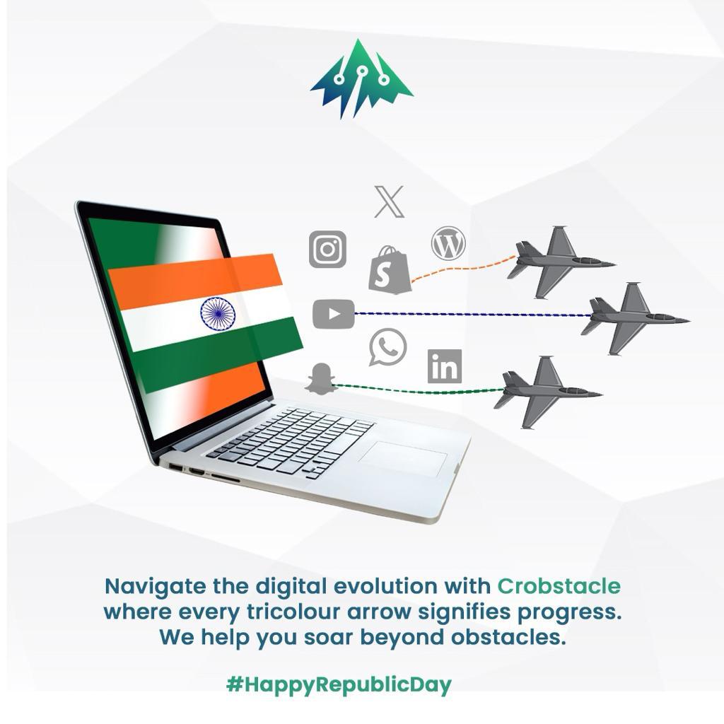 crobstacle's tweet photo. Transforming traditions with digital fervour 🇮🇳✨ Celebrating Republic Day the Crobstacle way! 🚀
#HappyRepublicDay #DigitalPatriots #CrobstacleInnovates #RepublicDayRevolution #TechTriumphs #FutureForward #DigitalIndia2024 #CrobstacleJourney #ProudlyDigital #Crobstacle https://t.co/h9aA00cvOR