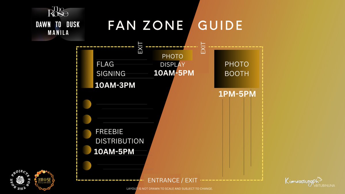 FAN ZONE GUIDE UPDATE

Please take note of the schedule for each activity area at the fan zone. Thank you and see you! 🖤🌹 

#TheRoseInManila
#DawnToDuskTourInManila