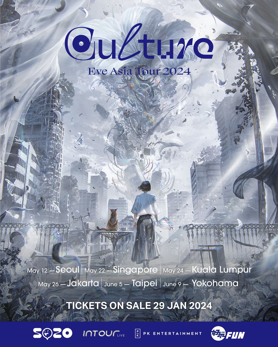 animefestasia's tweet photo. Eve Asia Tour 2024「Culture」is coming!  Grab tix from 29 Jan @ 12PM JST!

🎟️Seoul: https://t.co/KhXSJVUJHH
🎟️Singapore: https://t.co/VirX9A2isC
🎟️Kuala Lumpur: https://t.co/uoLhHixE0T
🎟️Jakarta: https://t.co/DtVK0nZ5Oq
🎟️Taipei: https://t.co/BE9PkoopS0

🌐https://t.co/bbAjljIKEk https://t.co/h29o60i8Oi