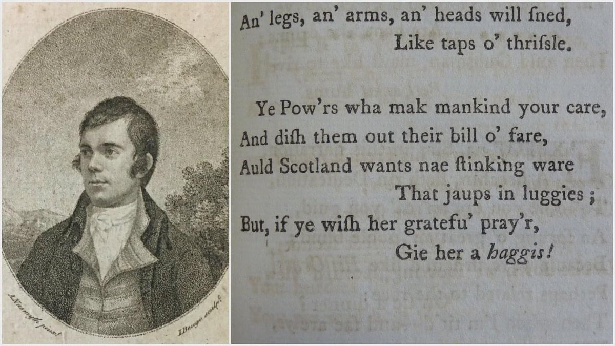 Today we celebrate the Scottish poet Robbie Burns, who was born #OTD in 1759. Our copy of 'Poems, chiefly in the Scottish dialect' by Burns, has the word 'skinking' (as in 'Skinking ware') mistakenly composed as 'stinking ware'. Happy #BurnsNight! [Sion Arc Octavo: K25.1/B93]