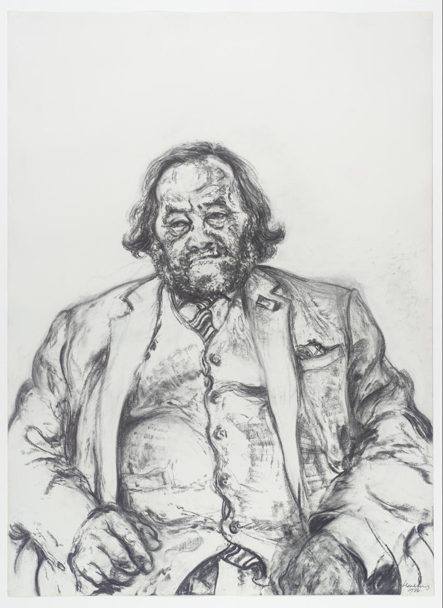 Tate's tweet photo. #ArtWords: Charcoal! Crumbly and smudgy, charcoal is less precise and less easy to control than hard graphite pencils, so it's great for quick or freer studies. Inspiration here from R.B. Kitaj, Maggi Hambling & Paule Vézelay. 😍 https://t.co/mZ4bnIlWg6 https://t.co/cegMhOiCrl