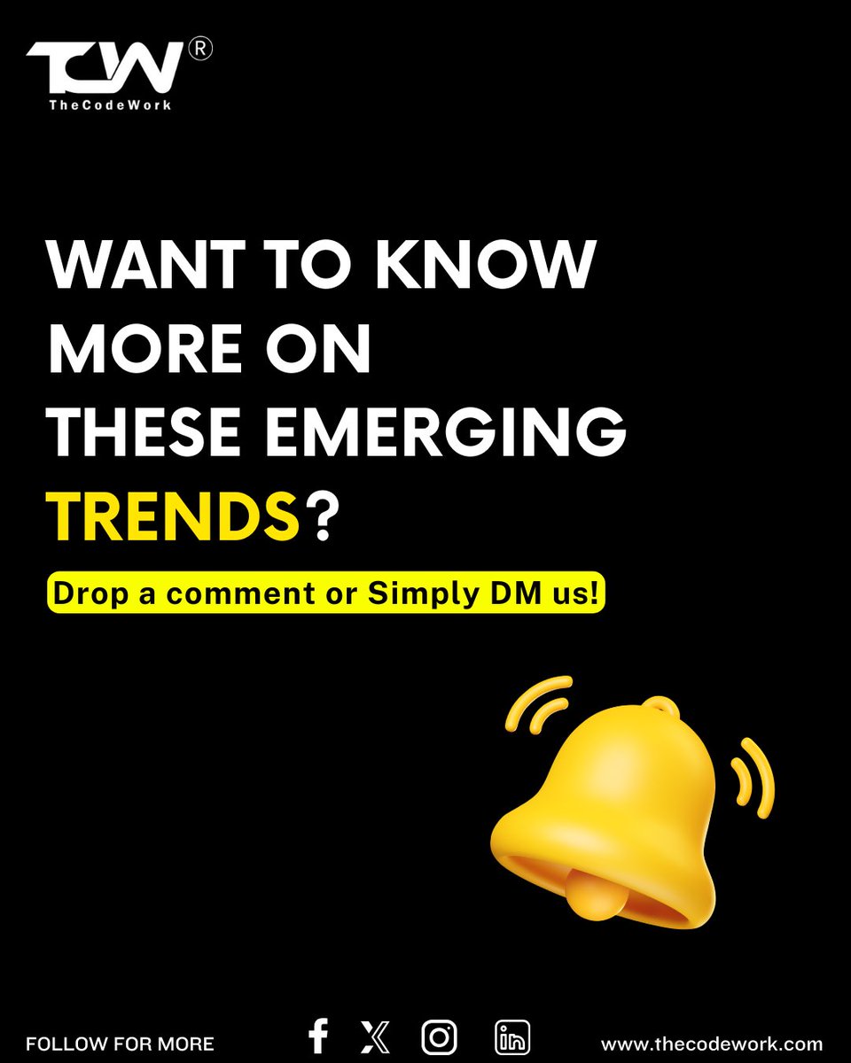 thecodework's tweet image. Want To Know more about these emerging Trends?
Drop a comment or Simply DM us!
#TechTrends #thecodework
