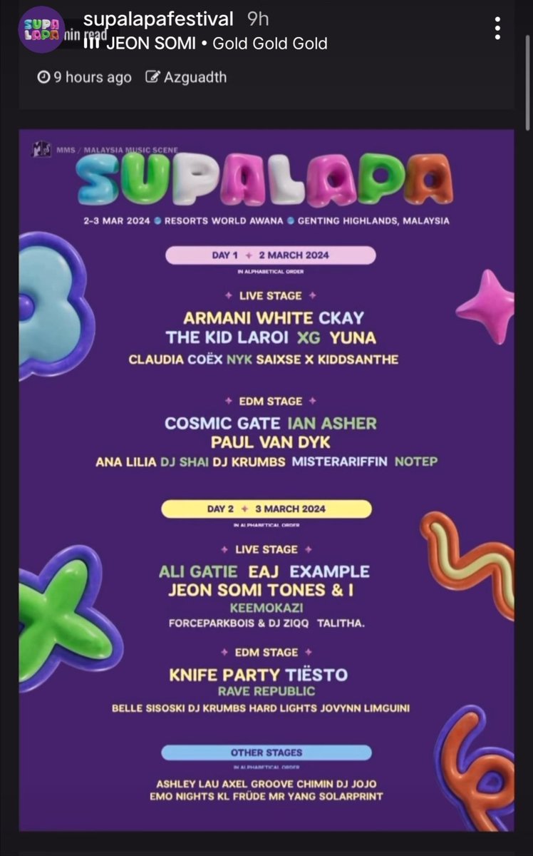 dearwinterkitty's tweet photo. Jeon Somi
-
Supalapa Festival in Malaysia 
March 3rd, 2024
-
Day 2
-
#QUEENSOMI #SOMI #JEONSOMI #소미 #전소미 https://t.co/imi2jWskiG