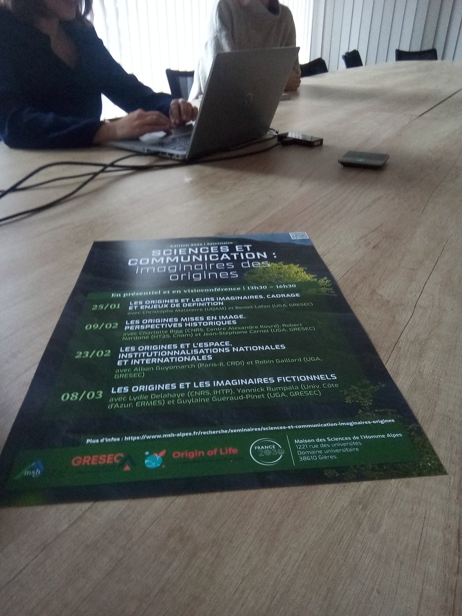 📢 C'est parti pour la première séance du séminaire Sciences et communication : imaginaires des origines à la <a href="/MSH_A/">MSH-Alpes</a> !
Accès en distance par Zoom : msh-alpes.fr/actualites/ori…