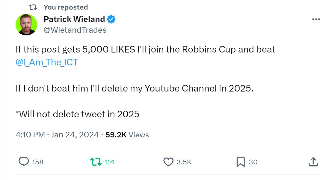 For clarity... I want you all to like this guy's post so I can land him in the competition and show him the business.
