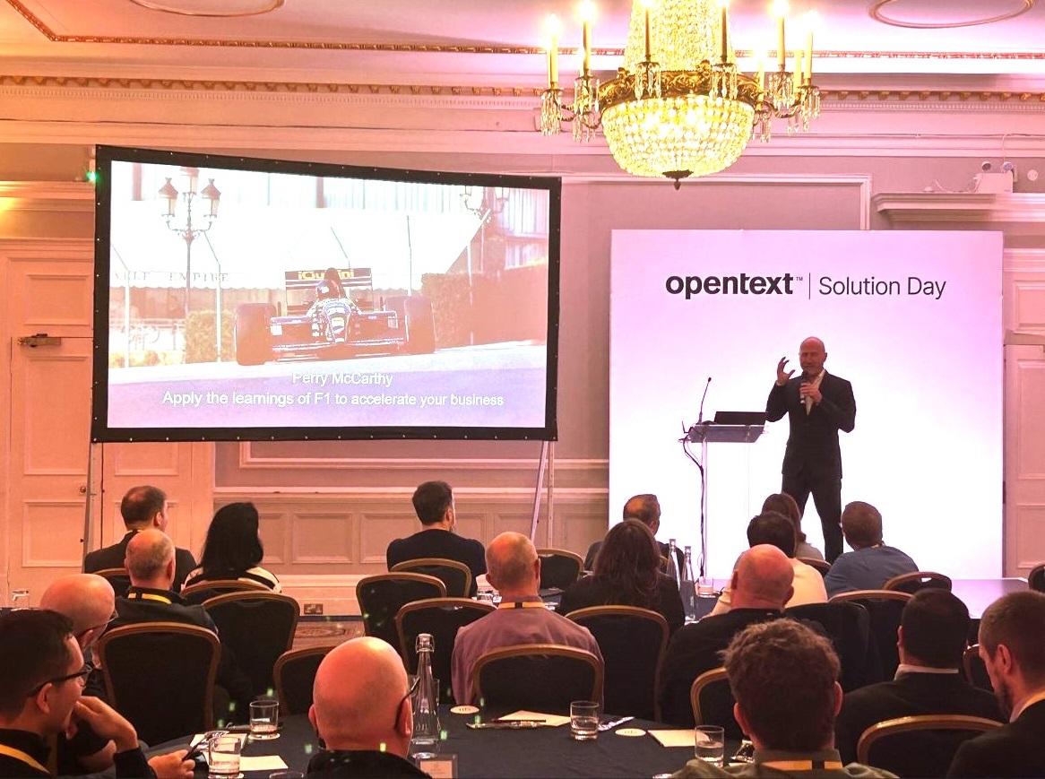 Great to speak to @OpenText in London. I used my own story, experiences and attitudes plus the mind set of Formula 1 to highlight - What do we need to be better? and, importantly - How to get it! Plus a few funny stories of course!