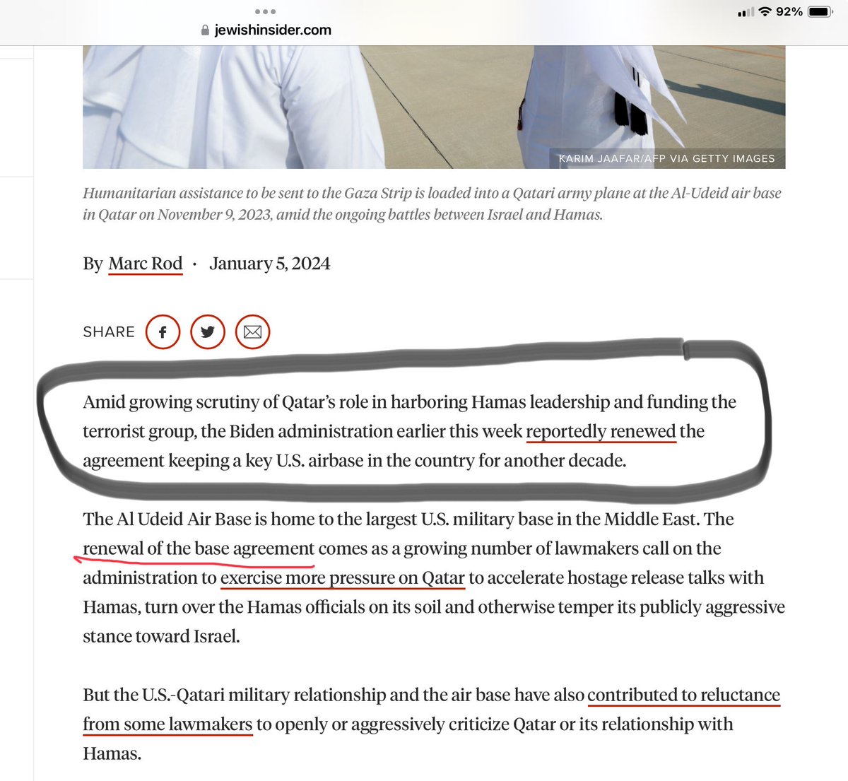 greta's tweet photo. Should USA have renewed this base agreement with/ Qatar without more help in getting hostages back? Qatar is home to several Hamas leaders who live in great luxury https://t.co/jLUSK3Dc7Q