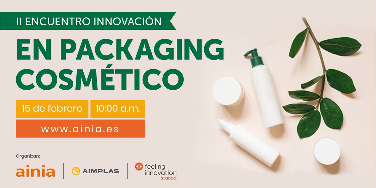 aimplas's tweet image. Cada vez queda menos para el II Encuentro de Innovación en Packaging Sostenible del sector de #perfumería y #cosmética que organizamos junto a Feeling Innovation by @stanpa_es y @ainiatecnologia.

📅 15 de febrero

¡Inscríbete ya! 👉🏻 bit.ly/3Hyyzsw