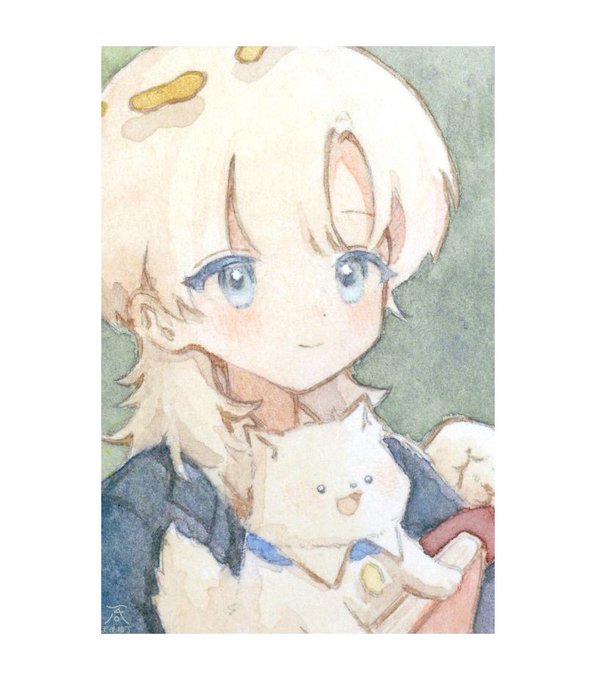 「blonde hair white cat」 illustration images(Latest)